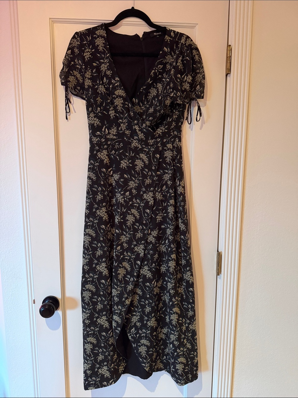 Madewell Black Floral Wrap Midi/Maxi Dress